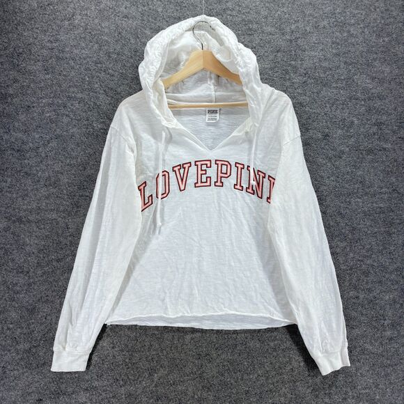 Victoria's Secret Tops - Victoria's Secret Hoodie Women S Small White Hooded Long Sleeve Cotton Casual